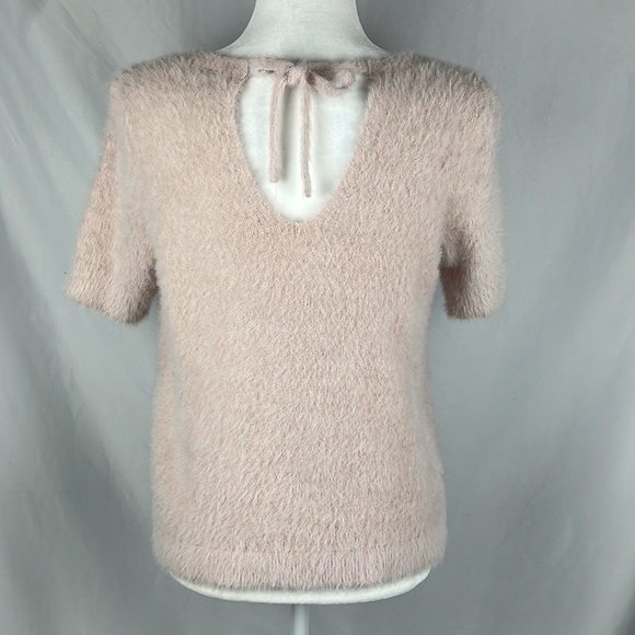 LOFT Petites Pink Fuzzy Romantic Balletcore Short Sleeve Sweater Womens Size SP - Picture 4 of 7